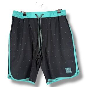 NEW‎ Dixxon Shorts Men's Small Board Swim Trunks Elastic Waist Zip Pocket Black